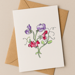 April Birth Flower Card – Sweet Pea (Recycled) - Greeting Card - Dancing with juniper