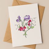April Birth Flower Card – Sweet Pea (Recycled) - Greeting Card - Dancing with juniper