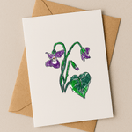 February Birth Flower Card – Violet (Recycled) - Greeting Card - Dancing with juniper