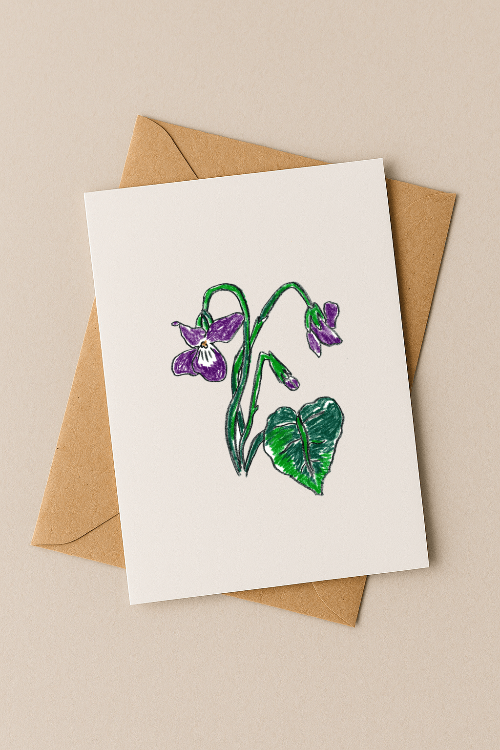 February Birth Flower Card – Violet (Recycled) - Greeting Card - Dancing with juniper