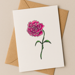 January Birth Flower Card – Carnation (Recycled) - Greeting Card - Dancing with juniper