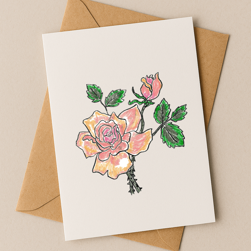 June Birth Flower Card – Rose (Recycled) - Dancing with juniper