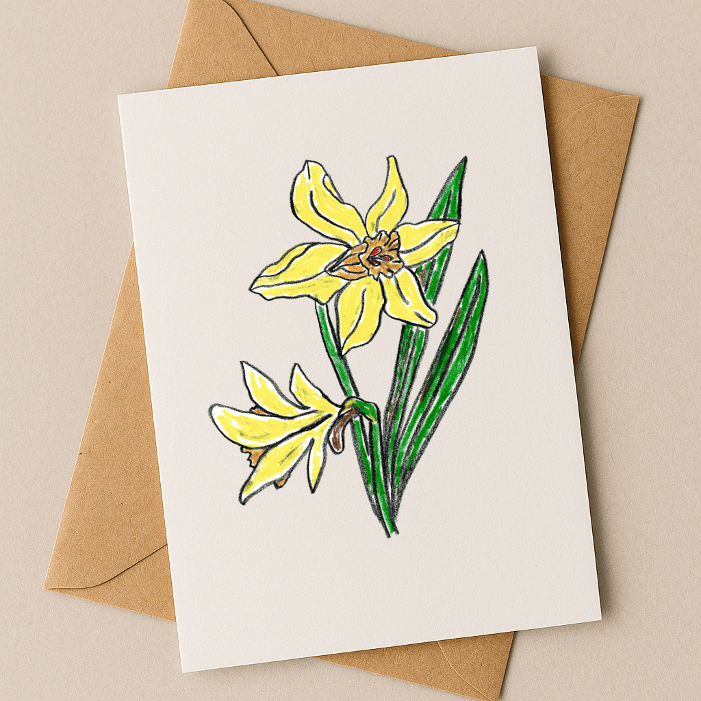 March Birth Flower Card – Daffodil (Recycled) - Greeting Card - Dancing with juniper