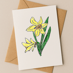 March Birth Flower Card – Daffodil (Recycled) - Greeting Card - Dancing with juniper