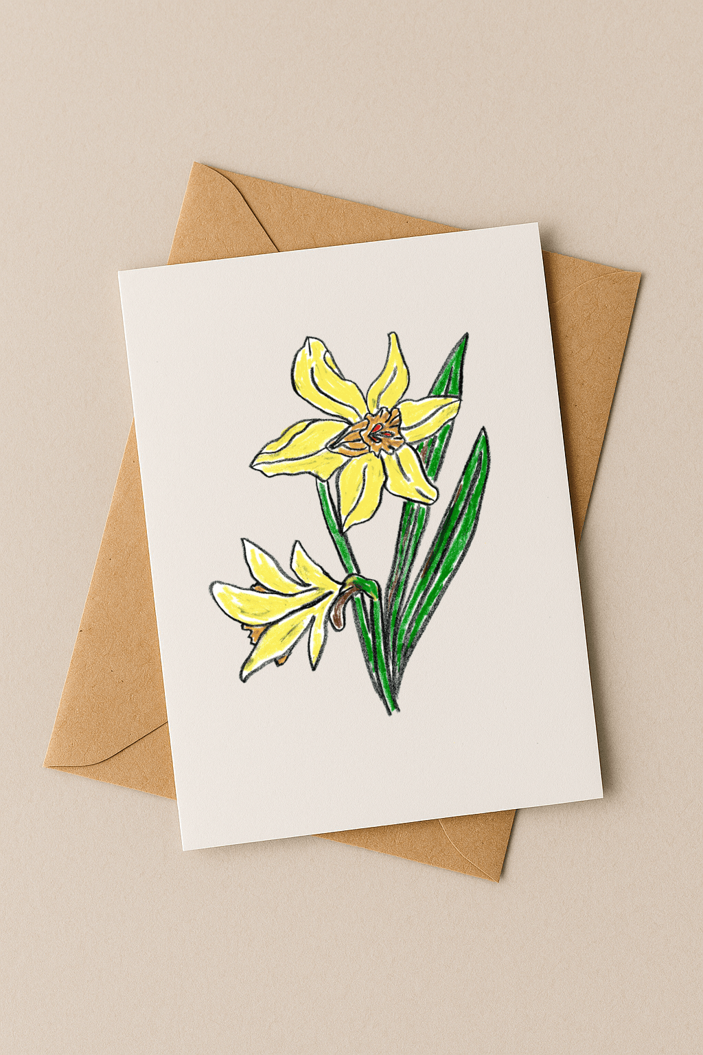 March Birth Flower Card – Daffodil (Recycled) - Greeting Card - Dancing with juniper