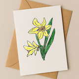 March Birth Flower Card – Daffodil (Recycled) - Greeting Card - Dancing with juniper