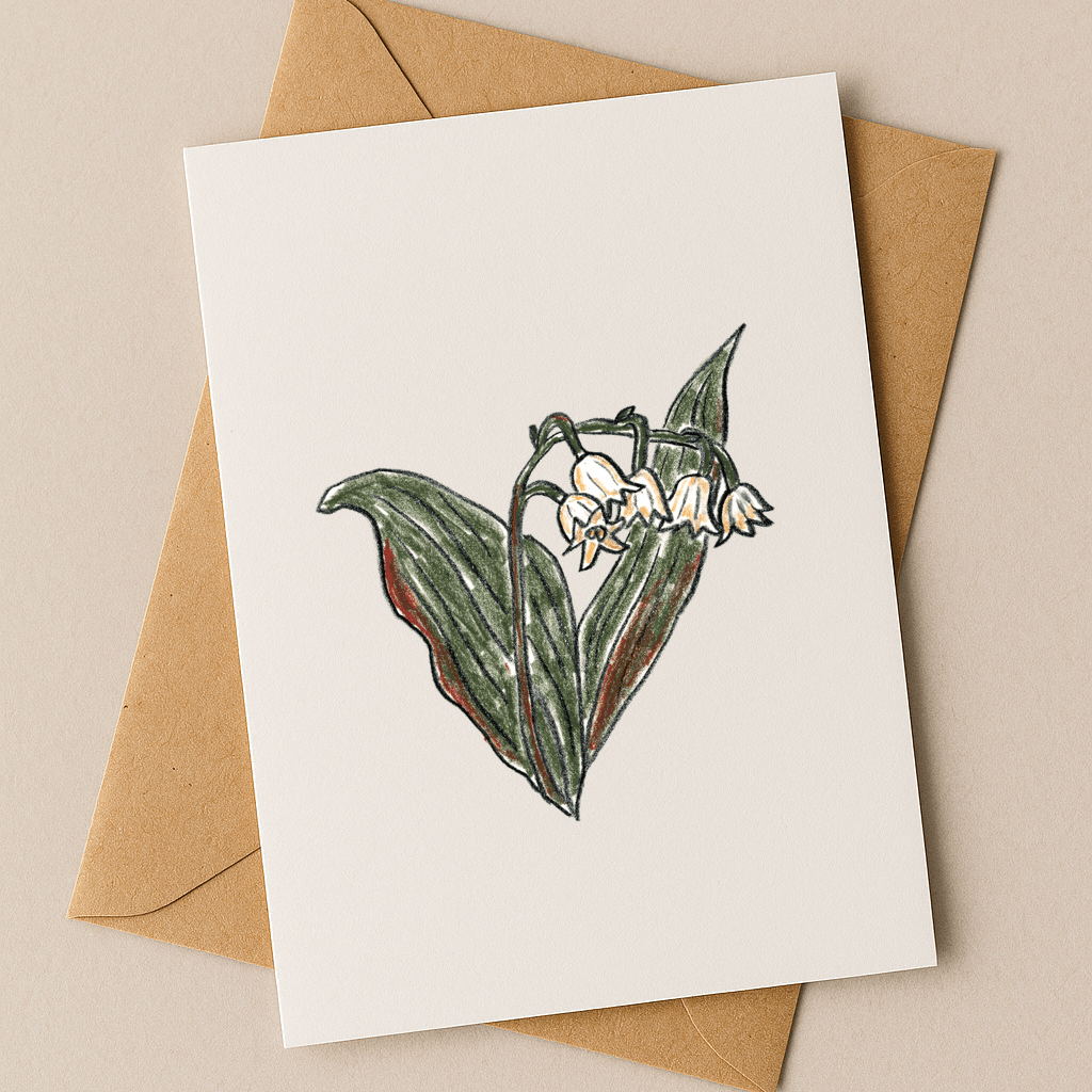 May Birth Flower Card – Lily of the Valley (Recycled) - Greeting Card - Dancing with juniper