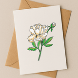 November Birth Flower Card – Peony (Recycled) - Greeting Card - Dancing with juniper