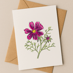 October Birth Flower Card – Cosmos (Recycled) - Greeting Card - Dancing with juniper