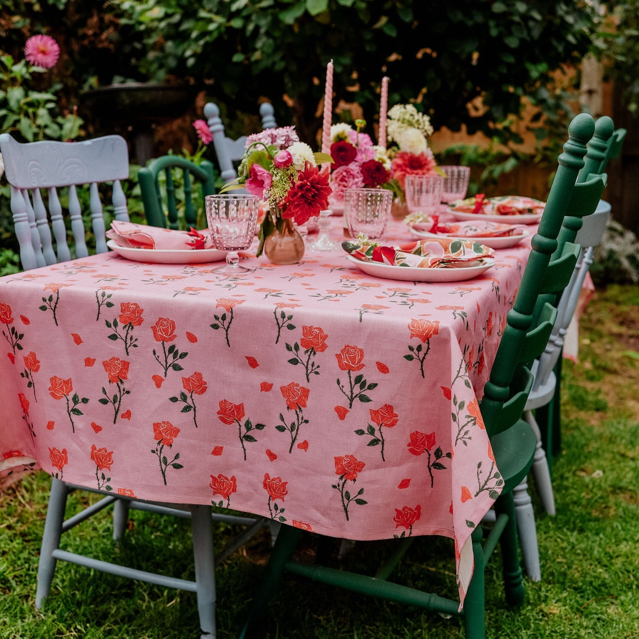 Rosey Posey Tablecloth - tablecloth - Dancing with juniper