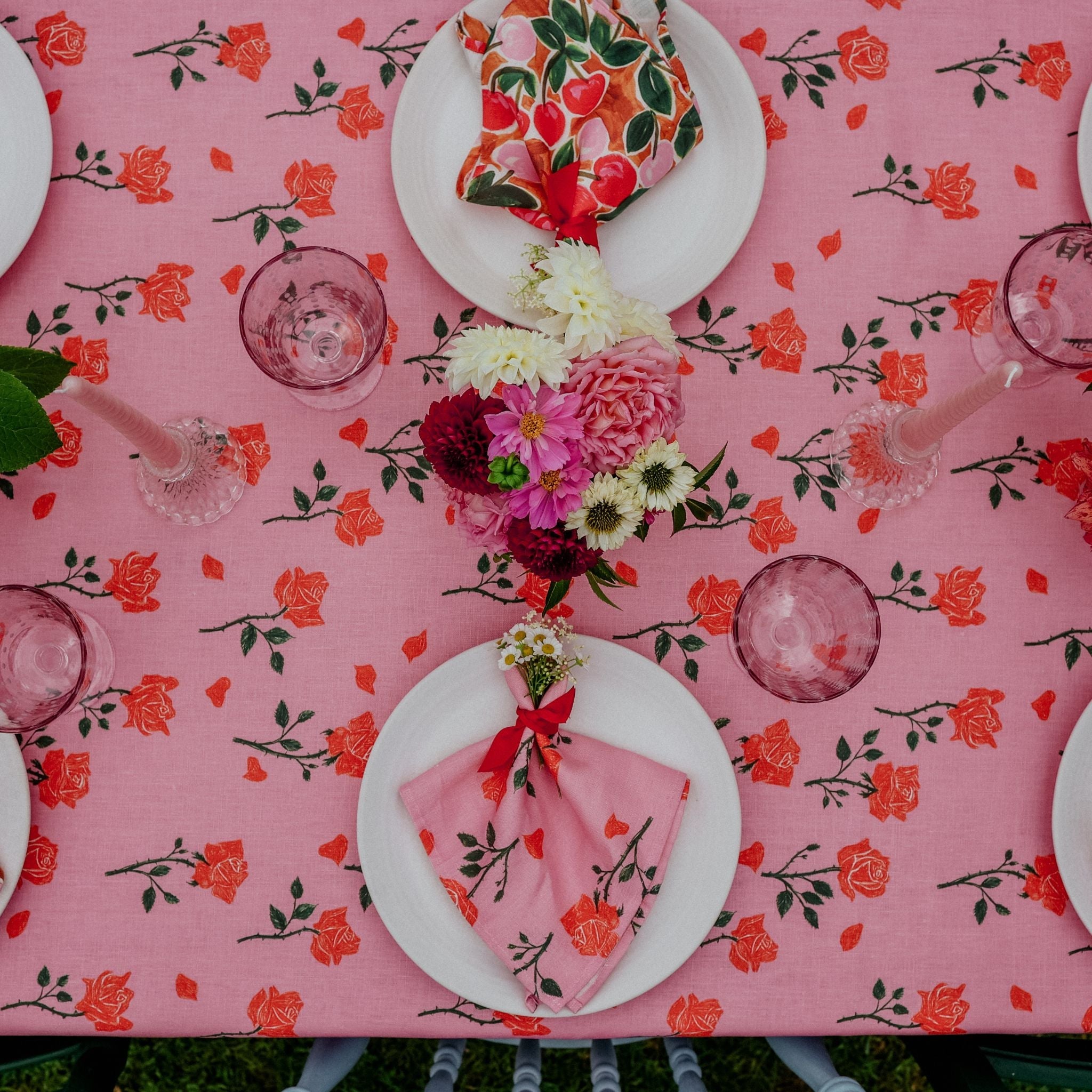Rosey Posey Tablecloth - tablecloth - Dancing with juniper