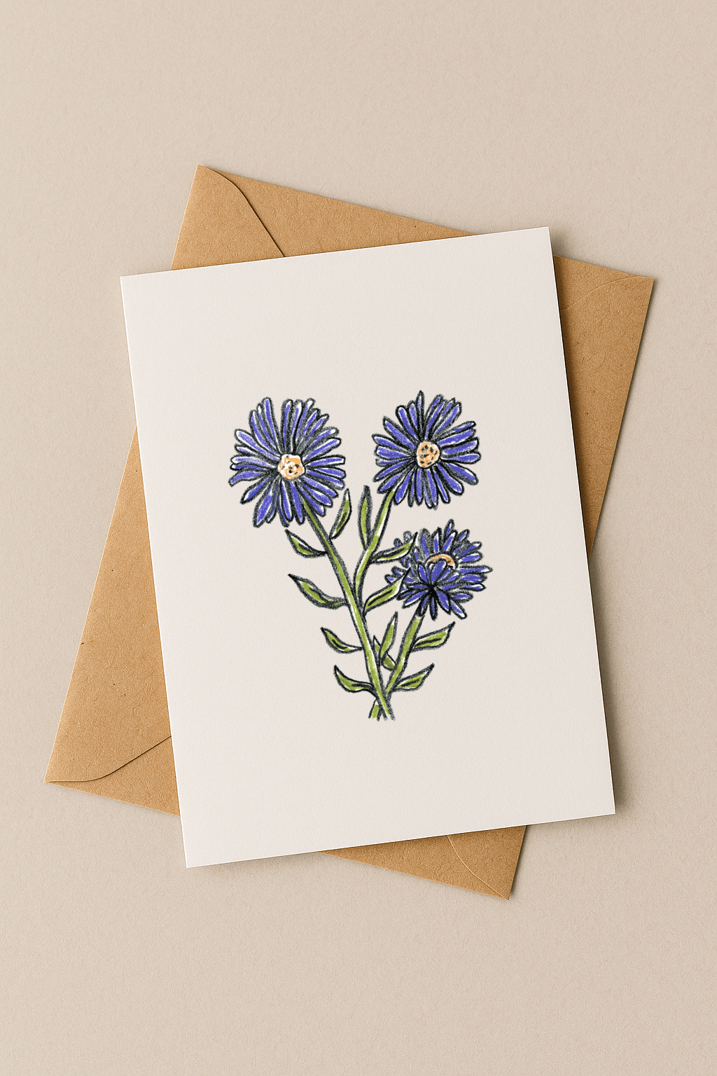 September Birth Flower Card – Aster (Recycled) - Dancing with juniper