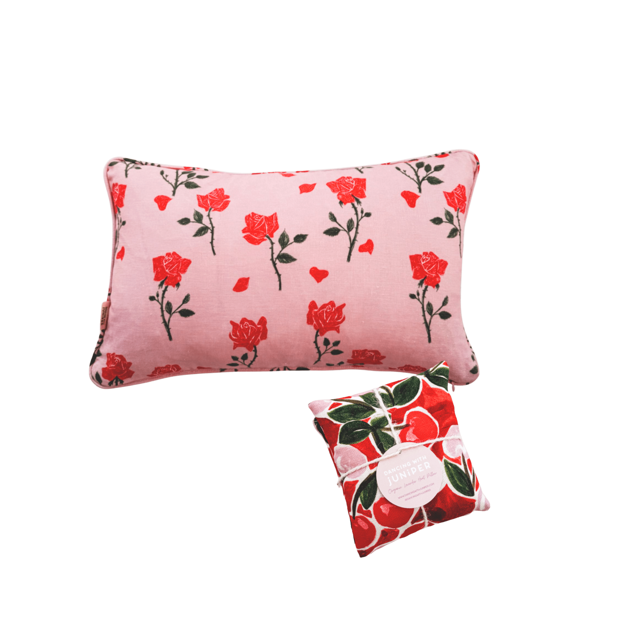 The Guest - Ready Pair: Rosey Posey Cushion + Cherrylicious Eye Pillow - Dancing with juniper