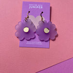 Fancy Floral Dangle: Frosted lilac and gold - earrings - Dancing with juniper